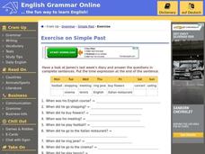 Exercise on Simple Past Worksheet Exercise on Simple Past Worksheet