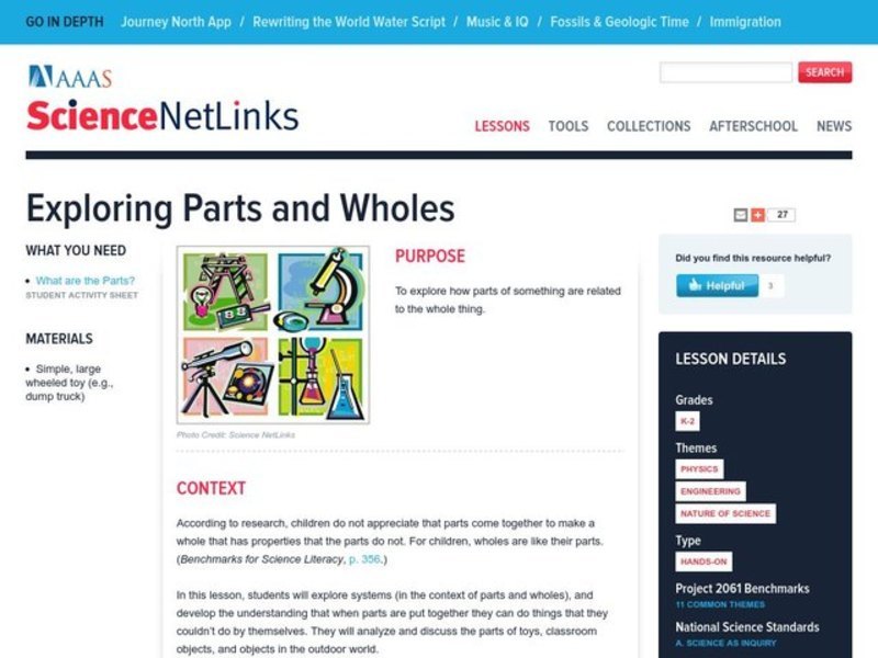 Exploring Parts and Wholes Lesson Plan Exploring Parts and Wholes Lesson Plan