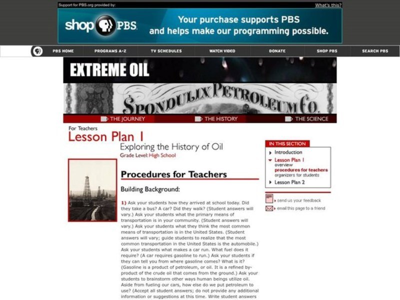 Exploring the History of Oil Lesson Plan Exploring the History of Oil Lesson Plan