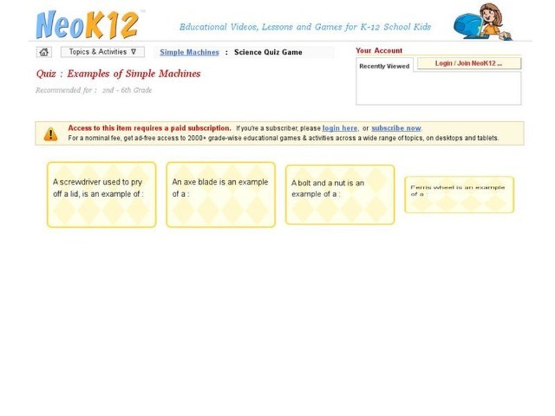 Examples of Simple Machines Interactive Examples of Simple Machines Interactive