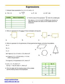 Expressions Worksheet Expressions Worksheet