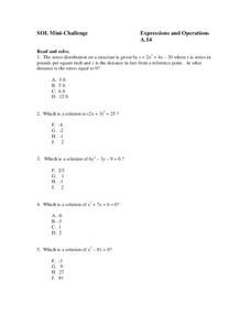 Expressions and Operations Worksheet Expressions and Operations Worksheet