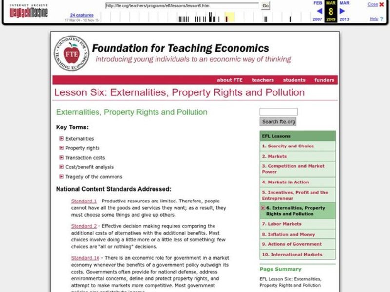 Externalities, Property Rights and Pollution Lesson Plan Externalities, Property Rights and Pollution Lesson Plan