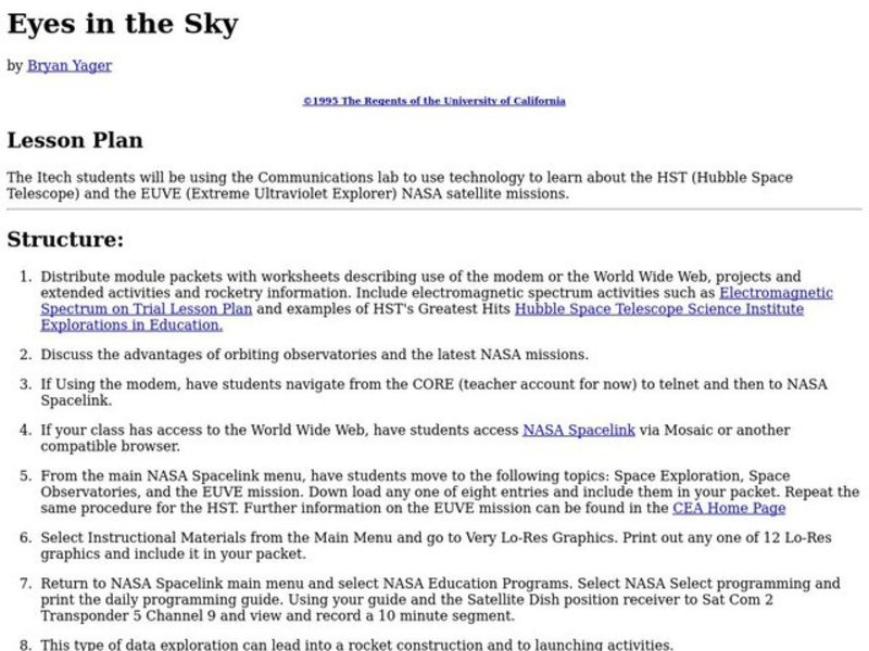 Eyes in the Sky Lesson Plan Eyes in the Sky Lesson Plan