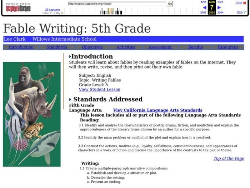 Fable Writing Lesson Plan Fable Writing Lesson Plan