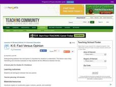 Fact Versus Opinion Lesson Plan Fact Versus Opinion Lesson Plan