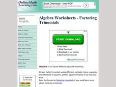 Factoring Trinomials Interactive Factoring Trinomials Interactive