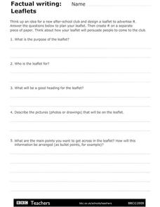Factual Writing: Leaflets Organizer Factual Writing: Leaflets Organizer