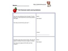 Fall Themed Math Word Problems Worksheet Fall Themed Math Word Problems Worksheet