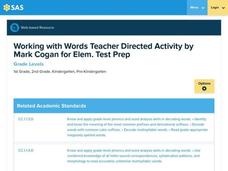 Working with Words Teacher Directed Activity by Mark Cogan for Elem. Test Prep Lesson Plan Working with Words Teacher Directed Activity by Mark Cogan for Elem. Test Prep Lesson Plan