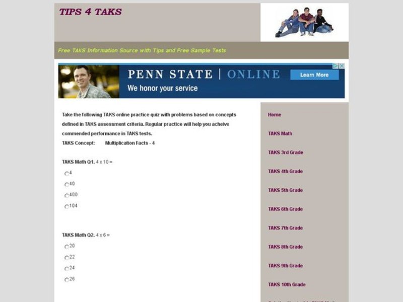 TAKS Qui-Multiplication Facts-4 Interactive TAKS Qui-Multiplication Facts-4 Interactive
