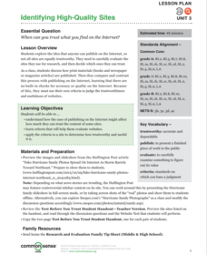 Identifying High-Quality Sites Lesson Plan Identifying High-Quality Sites Lesson Plan