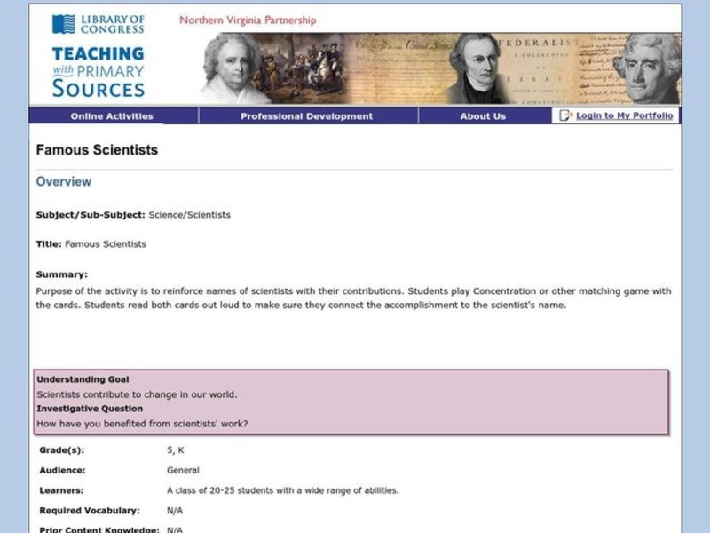Famous Scientists Lesson Plan Famous Scientists Lesson Plan