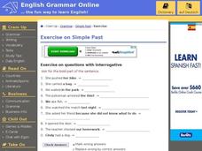 Simple Past Tense-Questions with Interrogative Interactive Simple Past Tense-Questions with Interrogative Interactive