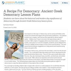 A Recipe For Democracy: Ancient Greek Democracy Lesson Plans Lesson Planet Article A Recipe For Democracy: Ancient Greek Democracy Lesson Plans Lesson Planet Article