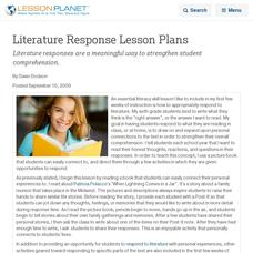 Literature Response Lesson Plans Lesson Planet Article Literature Response Lesson Plans Lesson Planet Article