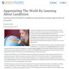 Appreciating The World By Learning About Landforms Lesson Planet Article Appreciating The World By Learning About Landforms Lesson Planet Article