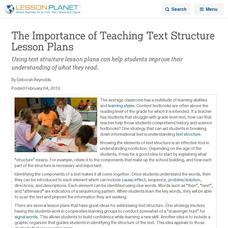The Importance of Teaching Text Structure Lesson Plans Lesson Planet Article The Importance of Teaching Text Structure Lesson Plans Lesson Planet Article