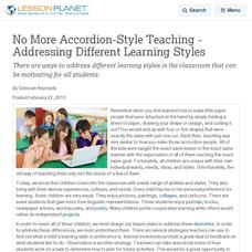 No More Accordion-Style Teaching - Addressing Different Learning Styles Lesson Planet Article No More Accordion-Style Teaching - Addressing Different Learning Styles Lesson Planet Article
