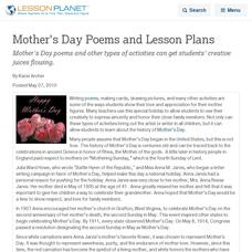 Mother's Day Poems and Lesson Plans Lesson Planet Article Mother's Day Poems and Lesson Plans Lesson Planet Article