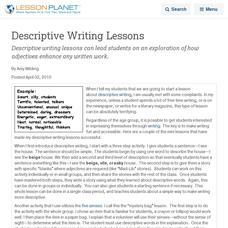 Descriptive Writing Lessons Lesson Planet Article Descriptive Writing Lessons Lesson Planet Article