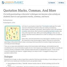 Quotation Marks, Commas, And More Lesson Planet Article Quotation Marks, Commas, And More Lesson Planet Article