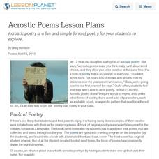 Acrostic Poems Lesson Plans Lesson Planet Article Acrostic Poems Lesson Plans Lesson Planet Article