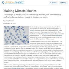 Making Mitosis Movies Lesson Planet Article Making Mitosis Movies Lesson Planet Article