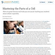 Mastering the Parts of a Cell Lesson Planet Article Mastering the Parts of a Cell Lesson Planet Article
