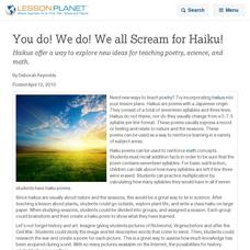 You do! We do! We all Scream for Haiku! Lesson Planet Article You do! We do! We all Scream for Haiku! Lesson Planet Article