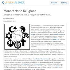 Monotheistic Religions Lesson Planet Article Monotheistic Religions Lesson Planet Article