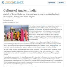 Culture of Ancient India Lesson Planet Article Culture of Ancient India Lesson Planet Article