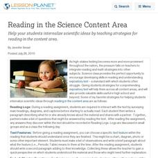 Reading in the Science Content Area Lesson Planet Article Reading in the Science Content Area Lesson Planet Article