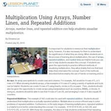 Multiplication Using Arrays, Number Lines, and Repeated Additions Lesson Planet Article Multiplication Using Arrays, Number Lines, and Repeated Additions Lesson Planet Article