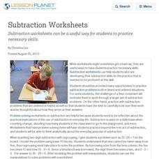 Subtraction Worksheets Lesson Planet Article Subtraction Worksheets Lesson Planet Article