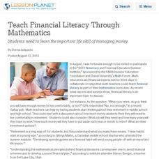 Teach Financial Literacy Through Mathematics Lesson Planet Article Teach Financial Literacy Through Mathematics Lesson Planet Article