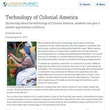Technology of Colonial America Lesson Planet Article Technology of Colonial America Lesson Planet Article