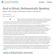 Back to School, Mathematically Speaking Lesson Planet Article Back to School, Mathematically Speaking Lesson Planet Article