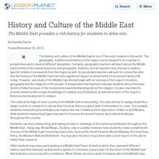 History and Culture of the Middle East Lesson Planet Article History and Culture of the Middle East Lesson Planet Article
