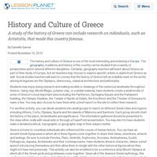 History and Culture of Greece Lesson Planet Article History and Culture of Greece Lesson Planet Article