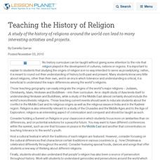 Teaching the History of Religion Lesson Planet Article Teaching the History of Religion Lesson Planet Article