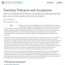 Teaching Tolerance and Acceptance Lesson Planet Article Teaching Tolerance and Acceptance Lesson Planet Article