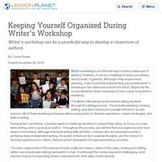Keeping Yourself Organized During Writer's Workshop Lesson Planet Article Keeping Yourself Organized During Writer's Workshop Lesson Planet Article