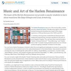 Music and Art of the Harlem Renaissance Lesson Planet Article Music and Art of the Harlem Renaissance Lesson Planet Article