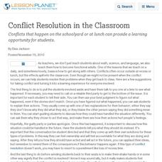 Conflict Resolution in the Classroom Lesson Planet Article Conflict Resolution in the Classroom Lesson Planet Article