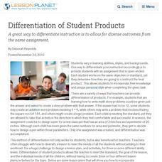 Differentiation of Student Products Lesson Planet Article Differentiation of Student Products Lesson Planet Article