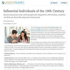 Influential Individuals of the 19th Century Lesson Planet Article Influential Individuals of the 19th Century Lesson Planet Article