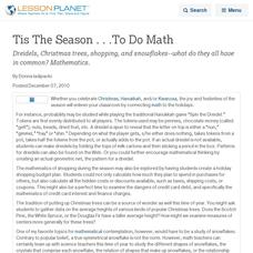 ‘Tis The Season . . .To Do Math Lesson Planet Article ‘Tis The Season . . .To Do Math Lesson Planet Article