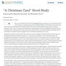 "A Christmas Carol" Novel Study Lesson Planet Article "A Christmas Carol" Novel Study Lesson Planet Article