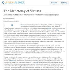 The Dichotomy of Viruses Lesson Planet Article The Dichotomy of Viruses Lesson Planet Article